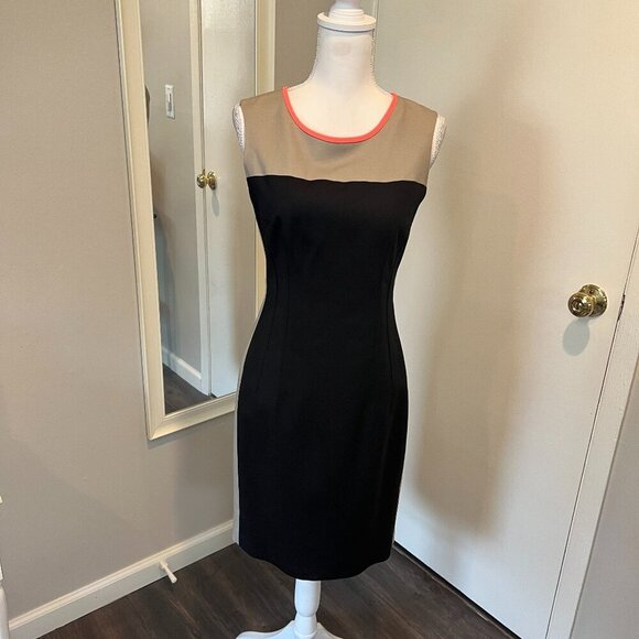 T Tahari Tan & Black Color Block Sleeveless Sheath Dress, Size 6 - Picture 1 of 16